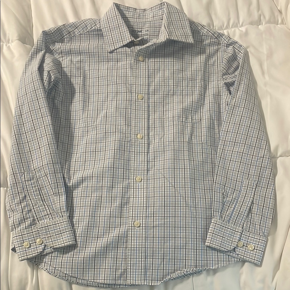 Cat & Jack Boys Size 8 (Medium) Light Blue Checkered Button Down Shirt